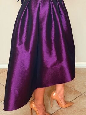 Chic Purple High-Low Satin Skirt